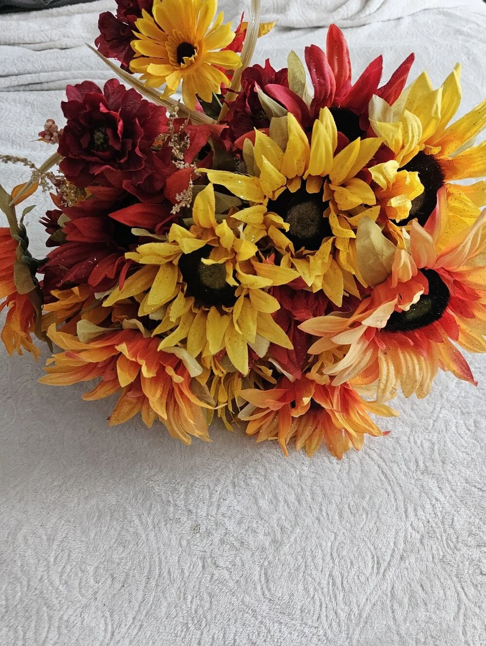 Artificial Sunflower Bouquet in Yellow and Orange - Home Accents